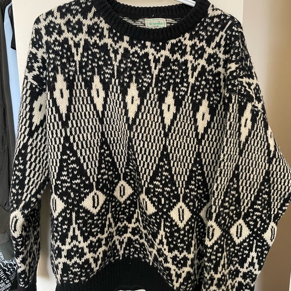 Vintage white and black wool sweater - Picture 1 of 2